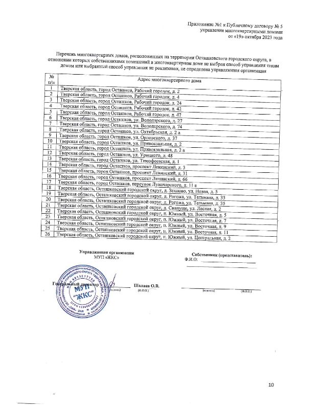 Публичный договор №5 на управление многоквартирными домами